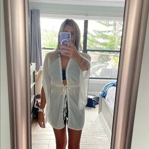 SHEIN White Swim Coverup Sheer Design